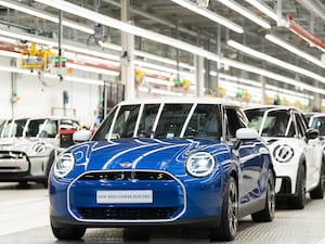 Minis lined up at BMW's plant in Oxford