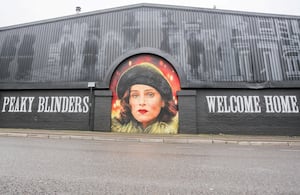 The massive artwork of characters Tommy Shelby, Ada Shelby and Alfie Solomon now adorns the side of Digbeth Loc Studios.  