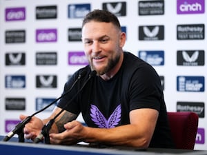 Brendon McCullum speaks to the media