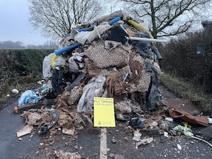 A 10ft-high pile of waste from Watery Lane, on the outskirts of Lichfield in Staffordshire.