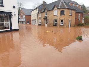 Tenbury Wells where a wall was swept away when the Kyre Brook burst its banks last year.