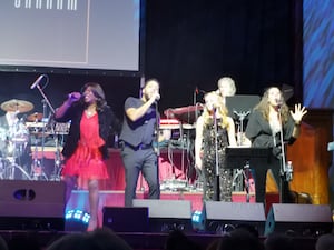 Jaki Graham at Dudley Town Hall with her son Ryan providing backing vocals.