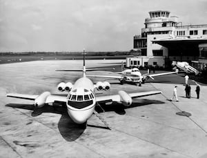 Birmingham airport in 1964 including the control tower