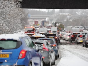 Traffic at a standstill in bad weather conditions on the M80 near Castlecary (Steve Welsh/PA)