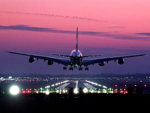 A plane landing at Gatwick airport