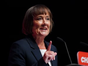 Welsh Secretary Jo Stevens pointing her finger during a speech at the Labour Party's 2024 conference