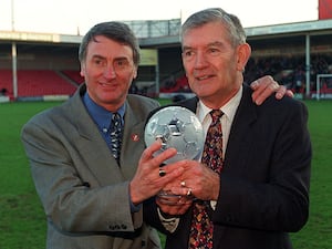 Walsall legend Tony Richards (right).