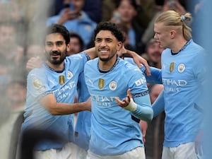 Manchester City’s Omar Marmoush celebrates