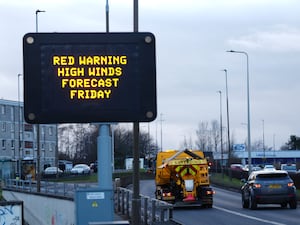 A warning sign on the road