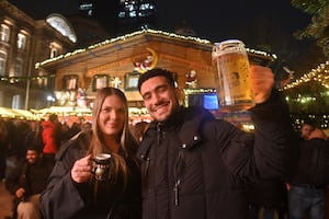 Opening night of the Birmingham Christmas Market. Kat Jenkinson and Dylan Seymour from Loughborough and Coventry