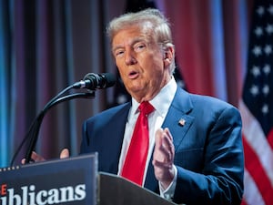 President-elect Donald Trump speaks during a meeting with the House GOP conference, Nov. 13, 2024, in Washington