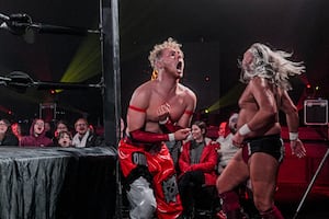 Trent Seven gets the better of Kid Lykos in action at the Astoria