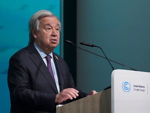 Antonio Guterres, United Nations secretary-general, speaks during a news conference at the COP29 UN Climate Summit