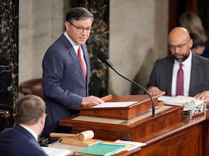 House Speaker Mike Johnson at the Capitol in Washington