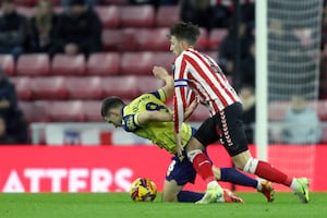 Jayson Molumby is fouled by Dan Neil (Photo by Adam Fradgley/West Bromwich Albion FC via Getty Images)