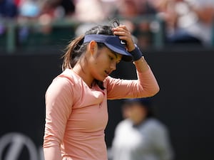 Emma Raducanu in action against Katie Boulter in their women’s semi-final match on day seven of the Rothesay Open at the Lexus Nottingham Tennis Centre, Nottingham.