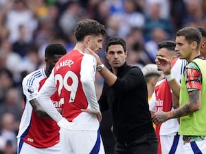 Arsenal manager Mikel Arteta consoles Kai Havertz