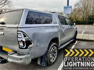 The silver Toyota Hilux was involved in the collision. Photo: Staffordshire Police Road Crime Team