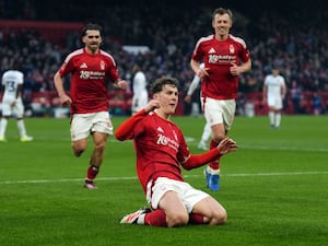 Nottingham Forest celebrate their second goal