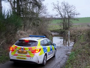 Police at the scene at River Aln near Alnwick