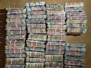 Money seized from a cash courier when he was stopped on the M5 near Birmingham