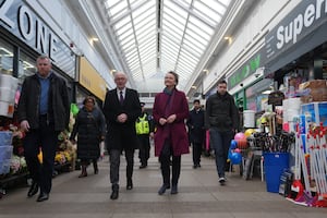 Home Secretary Yvette Cooper and  Chancellor of the Duchy of Lancaster Pat McFadden in Bilston on February 18