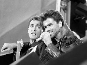 Wham! performing at their farewell concert at Wembley Stadium