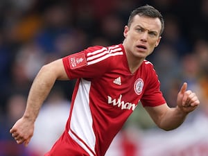 Shaun Whalley playing for Accrington against Leeds