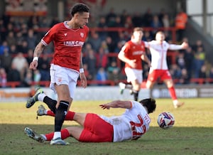 Rhys Williams was sent off for a foul on Jamie Jellis.