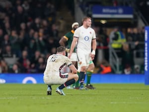 England’s Freddie Steward sinks to his knees at full-time