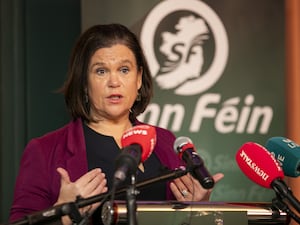 Sinn Fein leader Mary Lou McDonald speaking during a press conference at the Alex Hotel in Dublin