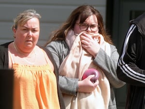 Kelsey Calvert (right), outside Teesside Crown Court