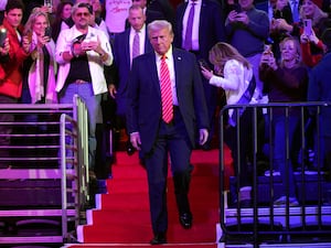 President-elect Donald Trump arrives at a rally in Washington