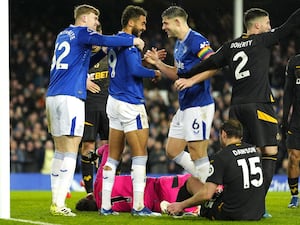 Everton players celebrate