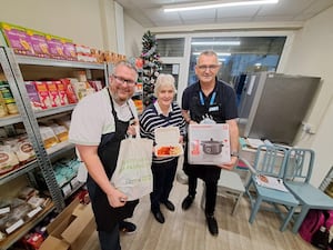 James Knight, Member & Community Relations Officer at Central Co-op, with Val Archer and Alan Ball, Customer Experience Officer at Trent & Dove