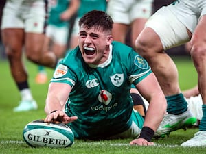 Dan Sheehan smiles after scoring a try