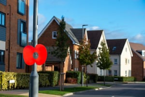 BG - SGB-6874 - A lamppost poppy for Remembrance Day at a Barratt and David Wilson Homes development