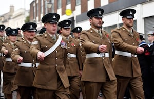 Remembrance service in Dudley town centre.