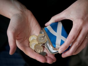 Saltire purse and coins