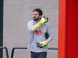 Liverpool goalkeeper Alisson Becker at training