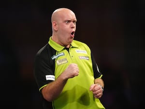 Michael van Gerwen in action at the PDC World Championship