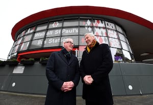 West Midlnds mayor Richard Parker visits Walsall's St Pau;'s bus station to promote his plans to introduce a franchising system for the buses.
Here he is pictured with Pete Bond, director of Integrated Transport Services  who will be implementing the consultation