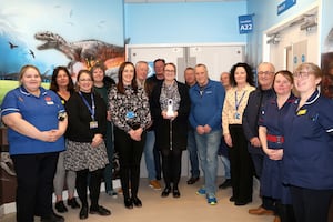 Goodyear's presentation of accuvein device

From left to right -Rebecca Preston, Kate Jenks, Katy Ball, Sharon Devaney, Amie Rogers, Wayne Devaney, Roy Dudley, Zoe Davies, Barrie Malia, Mark Jenkins, Paul Baugh, Zoe Lees, Cyril Barrett, Sarah Lewis, Abbie Wood