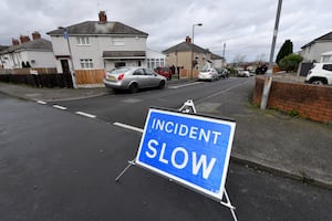 A sign was put up to warn drivers to move slowly in the area