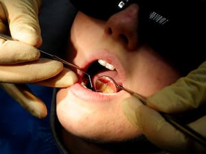 A child having a dental check-up