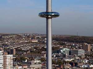 An aerial photograph of the tower in Brighton in 2016