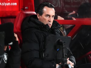 Aston Villa manager Unai Emery in the dugout