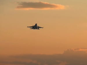 A Su-34 bomber flying