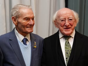 Irish President Michael D Higgins with Holocaust survivor Tomi Reichenthal