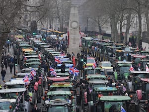 Farmers line Whitehall in their tractors